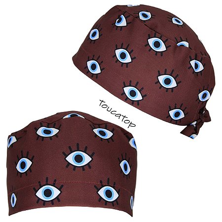 Gorro Cirúrgico, Olhos Azuis com Cílios Pretos, Bordo