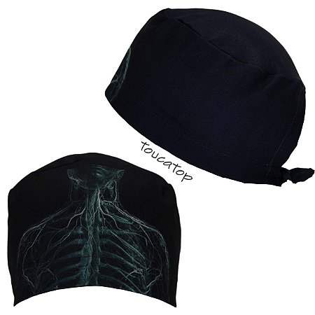 Gorro Cirúrgico, Veias Artérias, Caixa Torácica verde, Preto