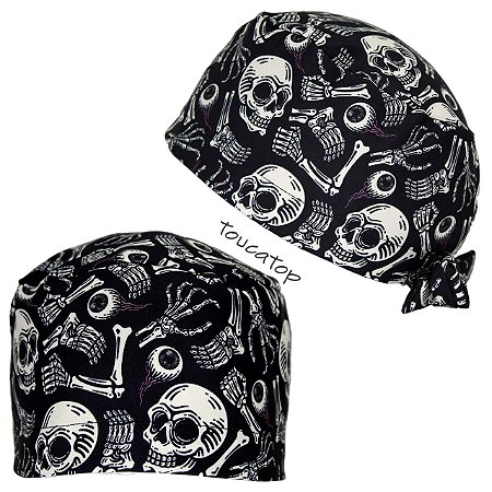 Gorro Cirúrgico, Crânios, Ossos, Mãos, Pés, Preto