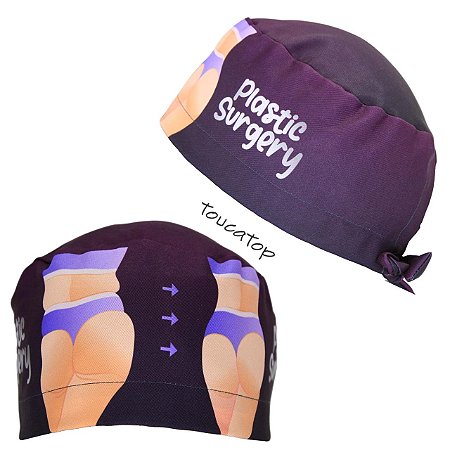 Gorro Cirúrgico, Plastic Surgery, Cintura, Bumbum, Preto Degradê Roxo