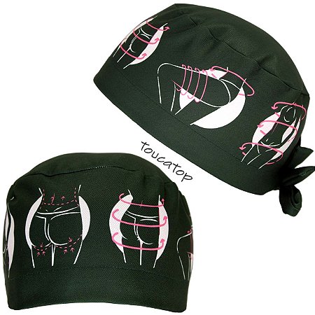 Gorro Cirúrgico, Cirurgia Plástica, Desenho Silhueta, Verde