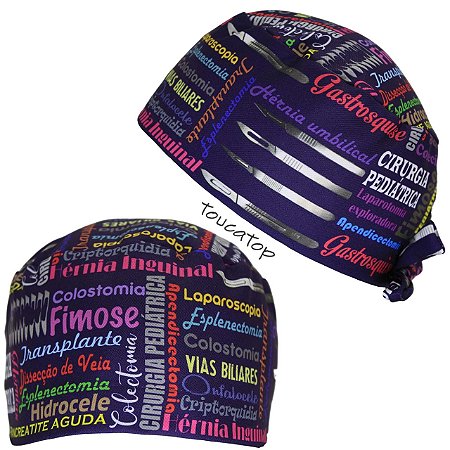 Gorro Cirúrgico Nuvem de Palavras, Cirurgia Pediátrica, Azul