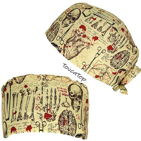 Gorro Cirúrgico, Caderno de Anotações Vintage, Sangue, Creme