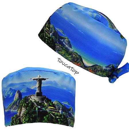 Gorro Cirúrgico, Rio de Janeiro, Cristo Redentor, Azul e Verde