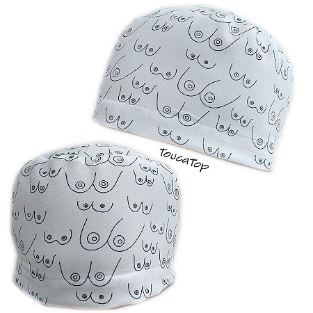 Gorro Cirúrgico, Mamas e Peitos, Traços Pretos, Branco