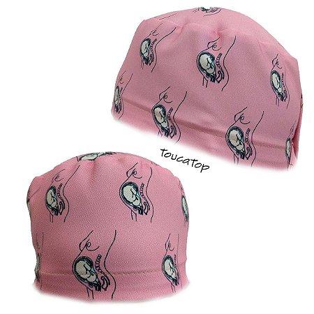 Gorro Cirúrgico, Contorno Mulher Bebê na Barriga, Rosa