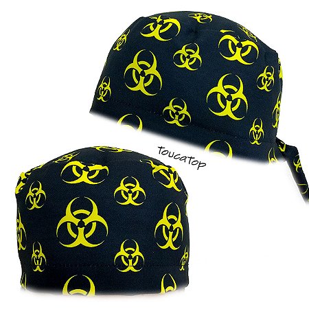 Gorro Cirúrgico, Biossegurança, Contaminante, Amarelo, Preto