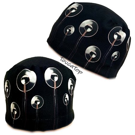 Gorro Cirúrgico, Estetoscópios Verticais Cinza, Preto