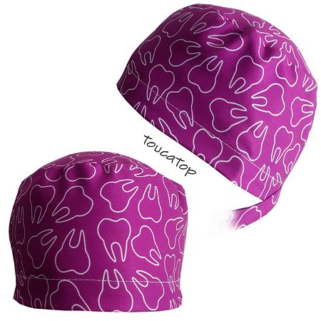 Gorro Cirúrgico, Dentes Roxo, Contorno Branco, Roxo