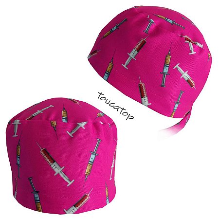 Gorro Cirúrgico Seringas Coloridas, Anestesia, Pink/Rosa