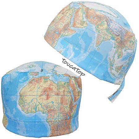 Gorro Cirúrgico, Mapa-múndi, Mapas, Azul