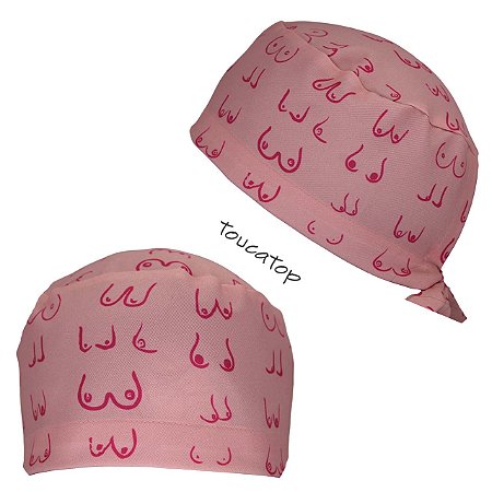 Gorro Cirúrgico, Mamas Contorno Traços Rosa, Rosa Claro