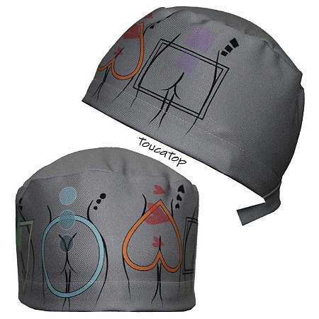 Gorro Cirúrgico, Formatos de Bumbum Cirurgia Plástica, Cinza