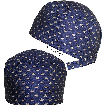 Gorro Cirúrgico, Coroas Douradas Pequenas Poás, Azul Marinho