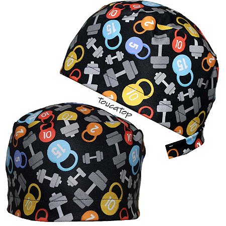 Gorro Cirúrgico, Pesos Pesinhos Halteres Coloridos, Preto