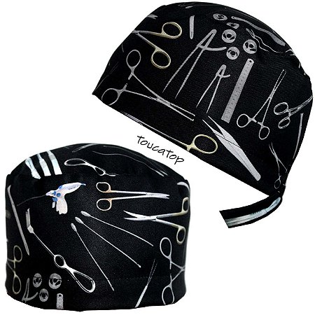 Gorro, Pinças, Instrumentos Prateados e Cabos Dourados, V3, Preto