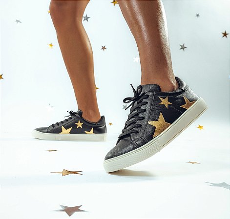 Tênis Star Preto/Dourado Cecconello