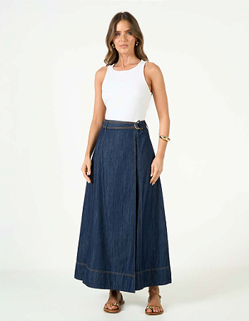 Saia Jeans Longa