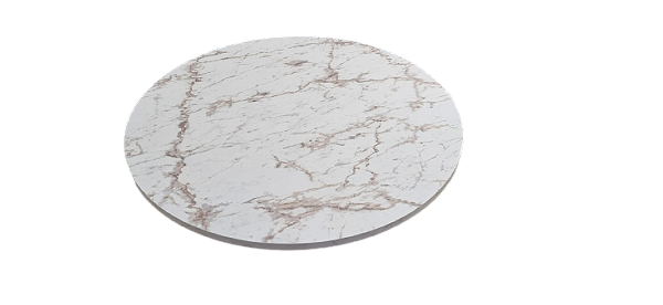 Prato Giratório de Madeira para Mesa de Jantar, Acabamento Marmorizado.