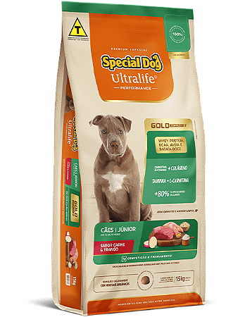 RAÇÃO SPECIAL DOG ULTRALIFE PERFORMANCE CÃES JÚNIOR SABOR CARNE E FRANGO 15kg