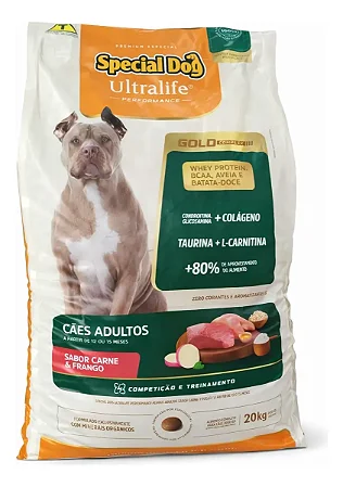 RAÇAO SPECIAL DOG ULTRALIFE PERFORMANCE CÃES JÚNIOR SABOR CARNE E FRANGO 20 kilos
