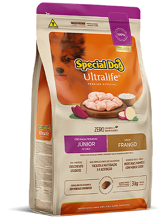RAÇÃO SPECIAL DOG ULTRALIFE CÃES RAÇAS PEQUENAS JÚNIOR 10 kg SABOR FRANGO