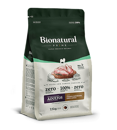 RACÃO BIONATURAL PRIME CÃES RAÇAS PEQUENAS ADULTOS FRANGO 10kg