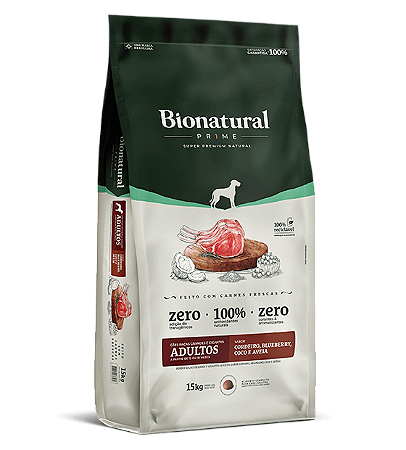 RAÇÃO BIONATURAL PRIME CÃES RAÇAS GRANDES E GIGANTES ADULTOS CORDEIRO 15kg