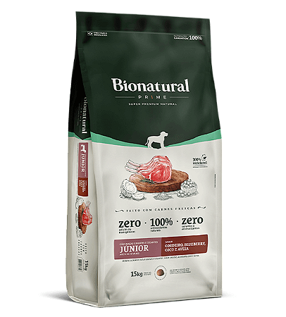 RAÇÃO BIONATURAL PRIME CÃES RAÇAS GRANDES E GIGANTES JUNIOR CORDEIRO 15kg