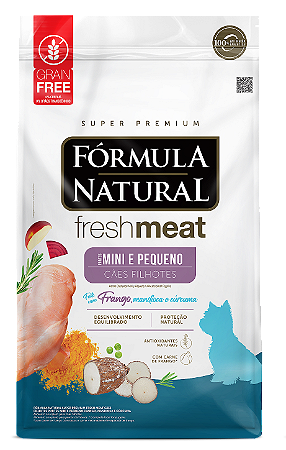 Ração Fórmula Natural Fresh Meat Cães Filhotes 10 kg Portes Mini e Pequeno Frango, Mandioca e Cúrcuma