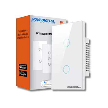 Interruptor Touch Zigbee 2 botões NovaDigital BRANCO