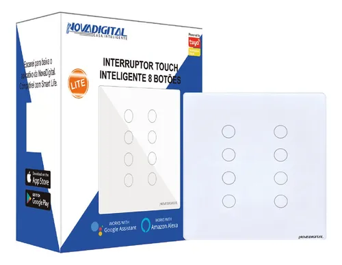 NOVA DIGITAL WI-FI BRANCO INTERRUPTOR 4X4 8 BOTÕES