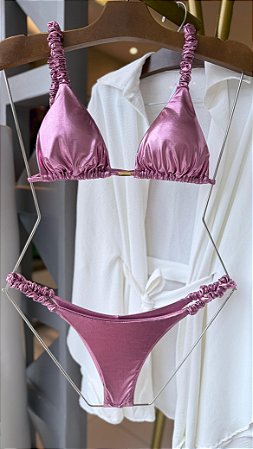 BIQUÍNI ELÁSTICO METALIZADO ROSA