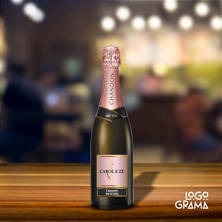 Rótulo adesivo personalizado para garrafa de Vinho Espumante Chandon Brut Rosé