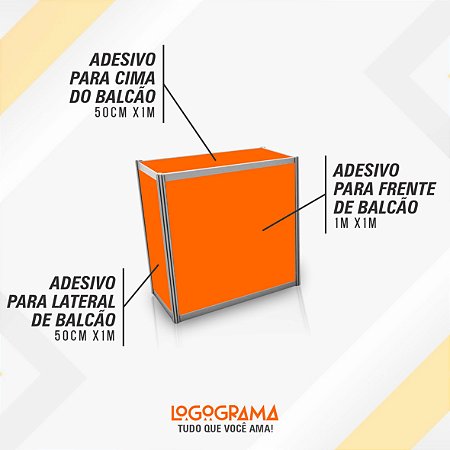 Adesivo para Balcão de Stand / Feiras / Eventos (1 FRENTE + 2 LATERAL + 1 CIMA)