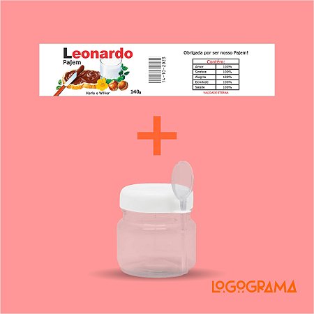 Potinho com Colher + Rótulo Personalizado para Mini Nutella / Papinha / Doces