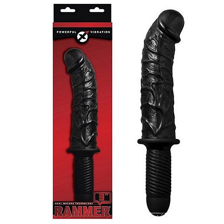 NANMA RAMMER POWERFULL VIBRATION - PÊNIS VIBRADOR EM MANOPLA COM 2 MOTORES - 23 CM - POSSUI 10 VELOCIDADES - COR PRETO