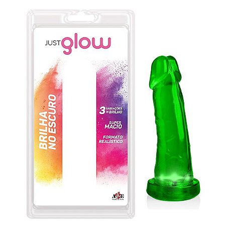 JUST GLOW - PÊNIS REALÍSTICA COM 3 VARIAÇÕES DE BRILHO EM LED - 15,3 X 3,5 CM | COR: VERDE