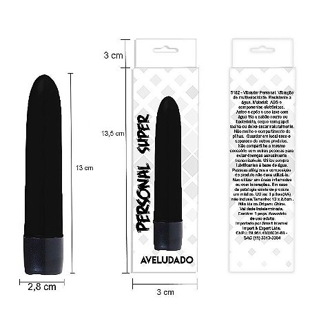 Vibrador Clássico Personal Aveludado 13cm - cor preta