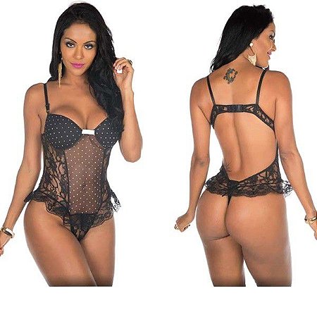 Body lingerie sensual sexy ágatha - cor preta