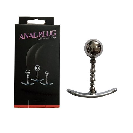 ANAL PLUG ALUMINUM ALLOY - PLUG ANAL ESCALONADO DE METAL COM JÓIA - 7,5 x 2,5 CM