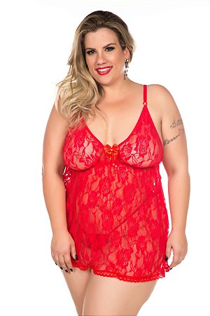 CAMISOLA RENDA FECHADA PLUS - VERMELHO