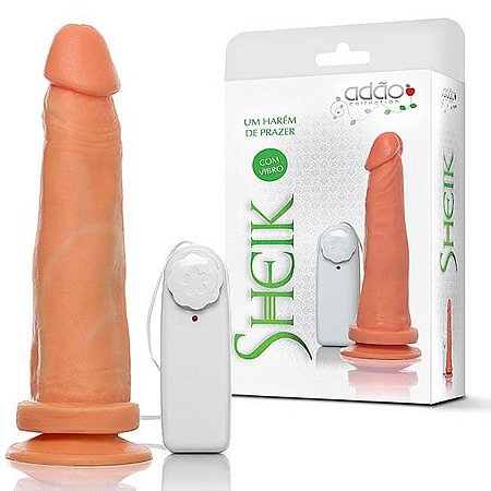 Pênis realístico vibrador e ventosa 18.5x4.5cm - Sheik10