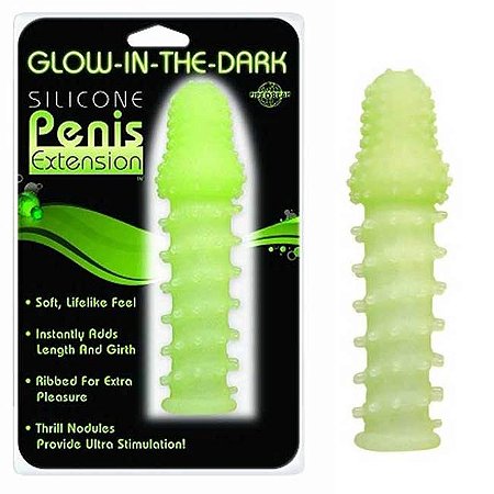 Capa peniana fosforescente 14cm - silicone penis extension glow in the dark