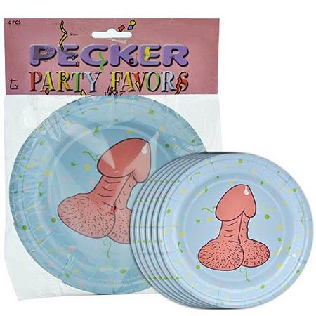 Pratos com desenhos de pênis - pecker party favors