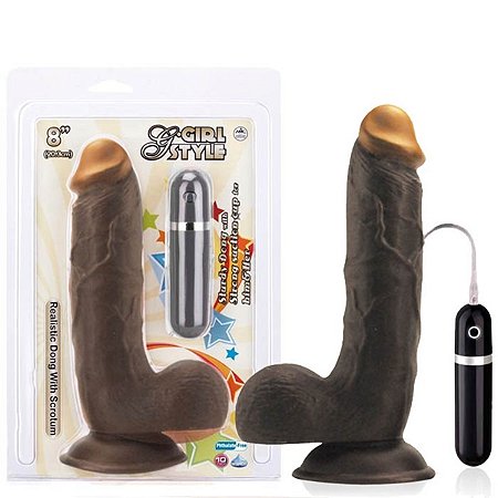 Pênis com escroto realístico 20.3x4 cm com vibrador e ventosa