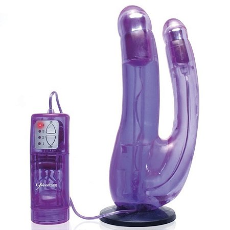 Cinta com pênis duplo - crotchless vibrating double penetrator