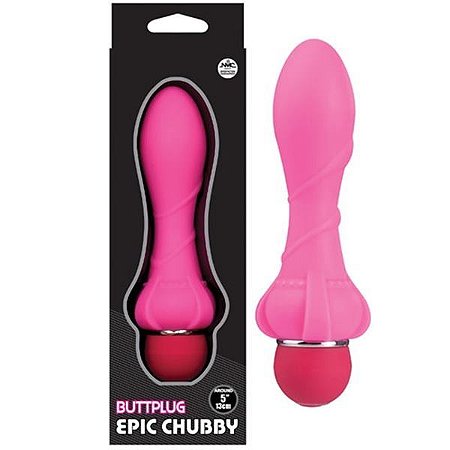 Plug anal de luxo em silicone rosa com 10 vibrações 13cm - butt plug epic chubby