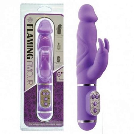 Vibrador rotativo lilás com pérolas internas - flaming amour