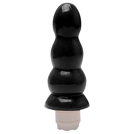 Plug anal escalonado com vibrador 16x4.5cm - COR PRETA